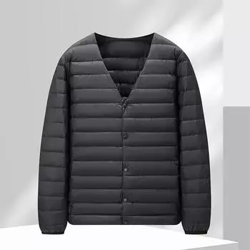 Winter Men s Light Down Jackets Wear One or Two Classic Fashion V-neck Versatile Down Jackets Men s Jackets S
