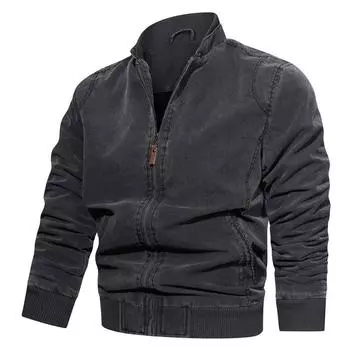 Winter Men s Young and Middle-aged Jacket Top Men s Pure Cotton Jacket Casual Tooling Large Size Jacket L синий
