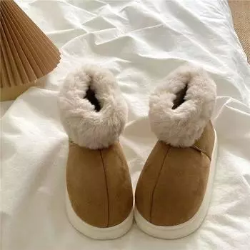 Winter new cold-proof and warm snow boots women s thick-soled velvet stepping on shit feeling versatile girl feeling outer wear cotton shoes 35 темно-коричневого