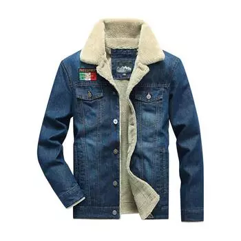 Winter New Denim Jacket Men s Outdoor Leisure Plus Velvet Padded Warm Cotton-padded Jacket Men s Plus Velvet Coat. M