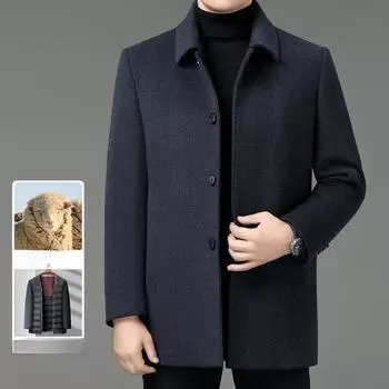 Winter new double-sided cashmere coat for men, middle-aged dad, business woolen lapel coat, down liner top 170