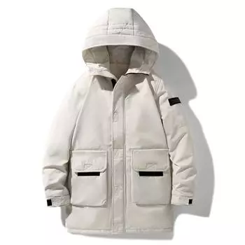Winter new down jacket men s mid-length couple s workwear men s down jacket jacket men s hooded M