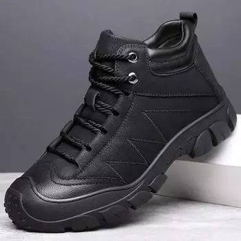 Winter new male Boots Thick outdoor antislip Footwear Leisure high top snow boot Fashion business warm men s shoes Botas 39 чёрный