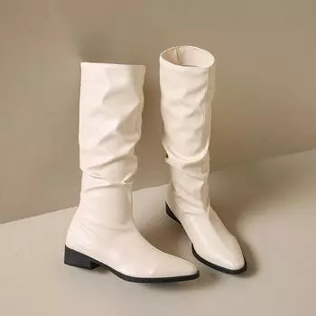 Winter New Non-slip 2024 High Quality Boots for Woman Wear Resistant Fashion Pointed Toe Female Ankle Boots Botines Mujer 35 бежевый