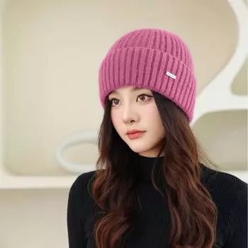 Winter new old man hat women s knitted versatile warm thickened fashion wool grandma big head circumference cold hat average size