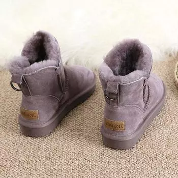 Winter new real soft leather snow boots women s short tube 2024 winter non-slip versatile thickened plush warm short boots 35 малиновый