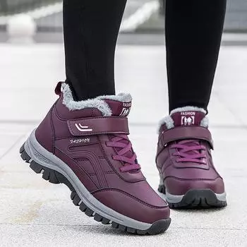 Winter non-slip middle-aged and elderly mother shoes warm cotton shoes waterproof velvet leather sneakers men s outdoor snow shoes 36