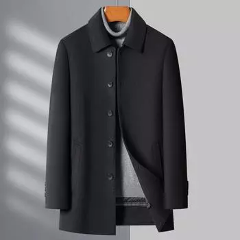 Winter removable down lining double-sided woolen coat men s medium-length woolen woolen coat middle-aged cashmere men s tops 170