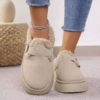 Winter Round Head Thick Sole Anti-slip Sexy Comfortable Casual Cotton Drag Fashionable Suede Warm Flat Slippers for Women 36