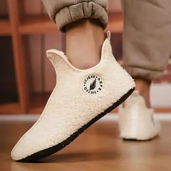 Winter Slippers Men Couples Slippers Non-slip Warm Women and Men Slipper Indoor Soft Shoes Comfortable Flat Home Cotton Shoes 36-37 бежевый