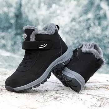 Winter Snow Men Shoes New Snow Boots Outdoor Thick Soled Anti Slip Plush Warm Casual Short Boots Comfortable Couple Cotton Shoes 35 красный