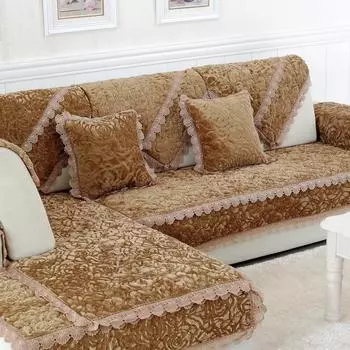 Winter sofa cushion, simple modern sofa cover, flannel European fabric non-slip cushion, plush padded sofa towel 70x70