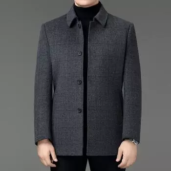 Winter thickened double-sided woolen cashmere coat for men, medium-length, middle-aged and elderly dad s clothing, warm woolen woolen coat 170