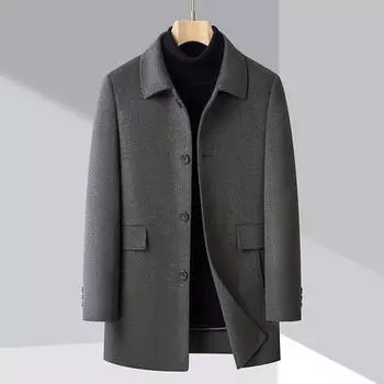 Winter thickened down liner removable double-sided cashmere coat men s mid-length woolen coat for middle-aged and elderly dads 170