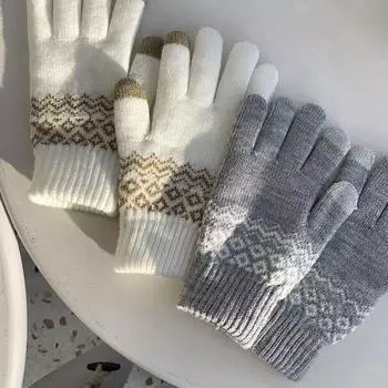 Зимние теплые и холодостойкие перчатки с пятью пальцами, новые корейские перчатки с разделенными пальцами, вязаные зимние перчатки average size