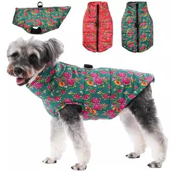 Winter Warm Dog Clothes For Small Medium Dogs Cats Outdoor Windproof Chinese Style With D-ring Puppy Jacket Schnauzer Yorkshire S красный
