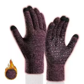 Winter Warm Gloves Men Women Touch Screen Cold-proof Knitted Wear-resistant Gloves Ski Gloves Cycling Gloves Fishing Gloves чёрный