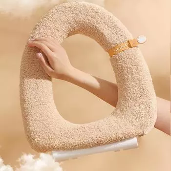 Winter Warm Toilet Seat Cover Mat Thicken Bathroom Toilet Pad Cushion with Handle Soft Cozy Closestool Mat Bathroom Accessories жёлтый