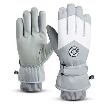 Winter Warm Touch Screen Snow Gloves Non-slip Waterproof Riding Gloves PU Leather Motorcycle Cycling Fleece Ski Gloves