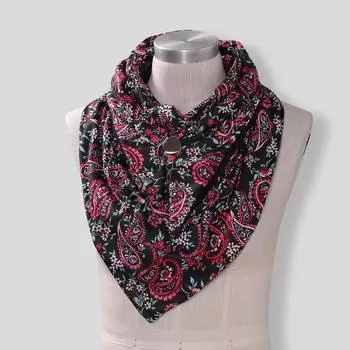 Winter Warm Windproof Cashew Flowers Prints Double-Layer Buckle Scarf