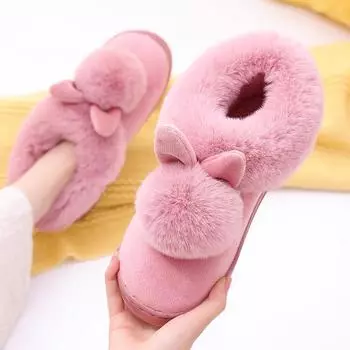 Winter women s outdoor fur slippers 36-37 чёрный
