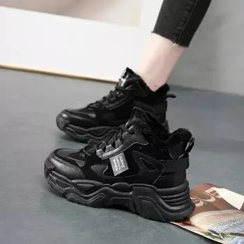 Winter Women s Running Shoes Thick Cotton Sneakers Autumn High Top Casual Sneakers Woman Waterproof Warm Plush Snow Boots 35