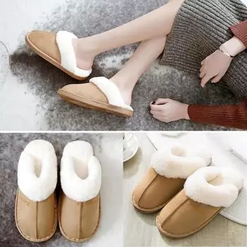 Winter Women Slippers Furry Home Floor Shoes Warm Indoor Slides Bedroom Slippers Plush Couples Footwear Soft Non-slip Shoes Men 36-37