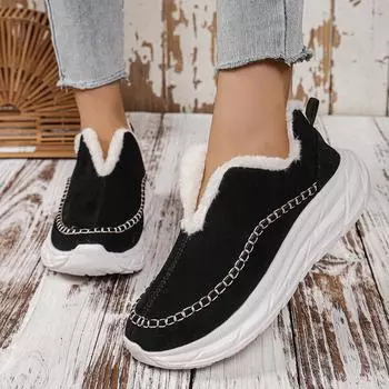 Winter Women Snow Boots Short Plush Flat Cotton Shoes for Women Designer Warm Casual Boots Women 2024 New Trend Walking Boots 36 бежевый