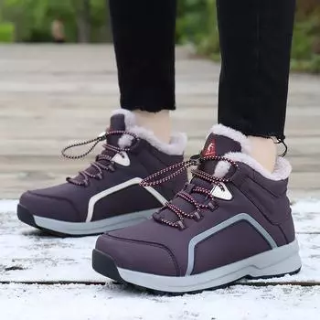 Winter Women Snow Platform Warm Ankle Boots Fashion Couples Sports Cotton Shoes Lace-up Non-slip Waterproof Men High Top Booties 35