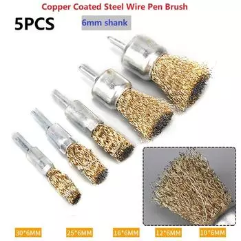 Wire Wheel Brushes for Large Area Derusting 6mm Shank Set of 5
