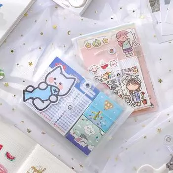 Wire-wound Information Bag PP Mini Stationery A6 Size File Folder Organizer Document Bag A6 Folder Horizontal version