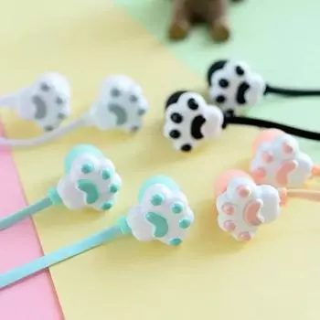 Wired Earbud High Fidelity Deep Bass Lightweight Cartoon Cat Paw 3.5mm Stereo Sports In-ear Earbud with Microphone for Doing Sports розовый
