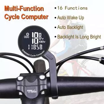 Wireless Bicycle Computer Waterproof Cycling Bike Speedometer Multi-functional Bicycle Odometer for Bike Handlebar and Stem чёрный