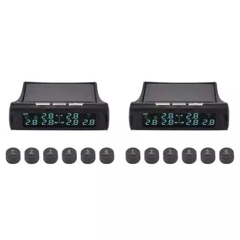 Wireless Car Tire Pressure Monitor 6 External Sensor Digital TPMS 8bar USB Solar