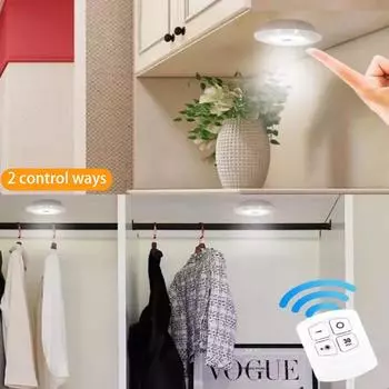 Wireless Kitchen Light with Remote Control Dimmable Night Lamp Battery Powered Under Cabinet LED Lights for Closet Bedroom