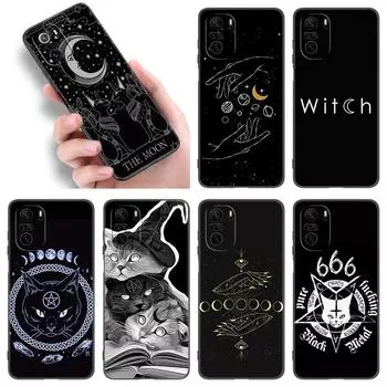 Witch And Cat Custom Phone Case For Xiaomi POCO F2 F3 M2 M3 M4 X3 X4 Pro NFC F4 GT 5G F1 X2 C3 C31 C40 M5S Soft TPU Black Cover Xiaomi POCOphone F1