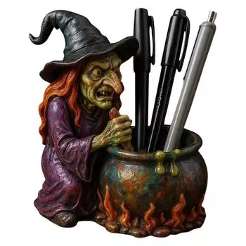 Witch Crucible Pen Holder Halloween Statue Ornament One Size