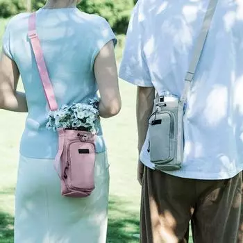 With Adjustable Shoulder Strap Water Bottle Bag Waterproof Portable Cup Insulated Protective Cover Durable бежевый