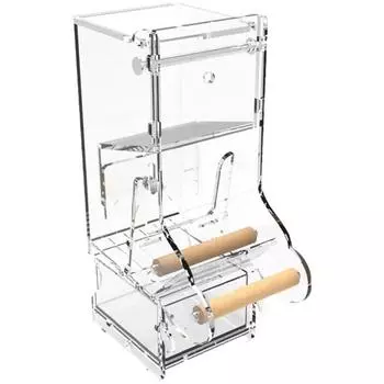 with Bottom Drawer Automatic Bird Feeder Acrylic Transparent Food Container Pet Sprinkler