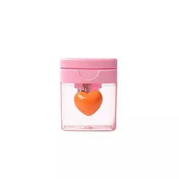 With Cover Pencil Sharpener Transparent Pencil Cutter Pencil Sharping Tools Student Stationery pink-1 hole