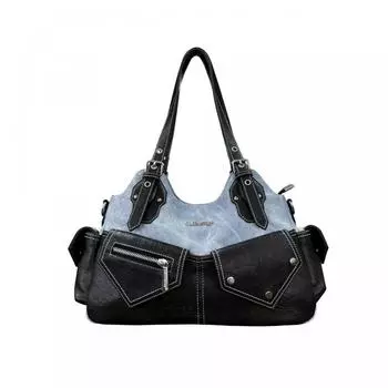 with Denim Patchwork Crossbody Bag PU Armpit Handbag Retro Women s Shoulder Bag Travel
