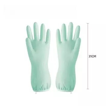 with Elastic Strap Rubber Glove Waterproof Kitchen Latex Glove Thicken Dishwashing Glove Laundry