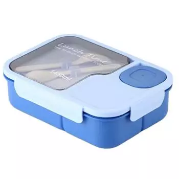 with Fork and Spoon Lunch Box 3 Grid Microwave Food Storage Container Snack Food Box for Kids