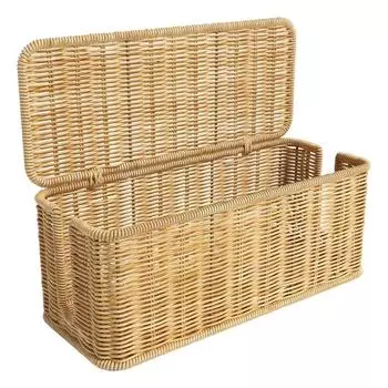with Lid Cable Management Box Handwoven Imitation Rattan Box New Cord Organizer Hider Box Desk