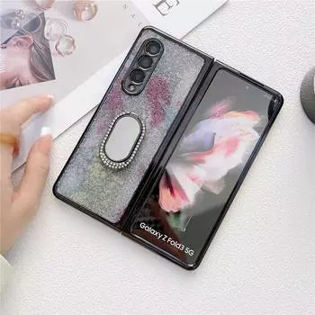 С кольцом-кронштейном роскошный блестящий алмазный чехол для Samsung Galaxy Z Fold 3 5G камера защитный чехол для телефона Coque Fundas Women For Z Fold 3 5G