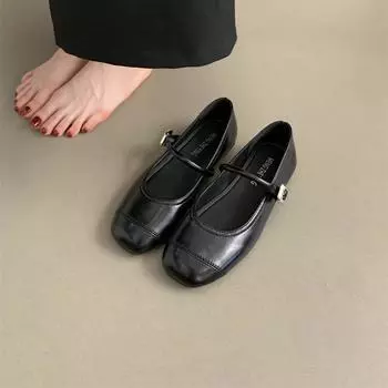 With skirt Mary Jane shoes single shoes women s spring and summer new flat silver small leather shoes 35 чёрный