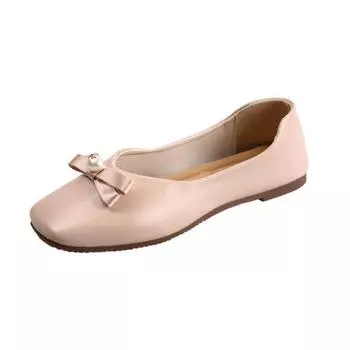 With skirt single shoes summer new shallow mouth versatile women s shoes bow square head Mary Jane shoes 35
