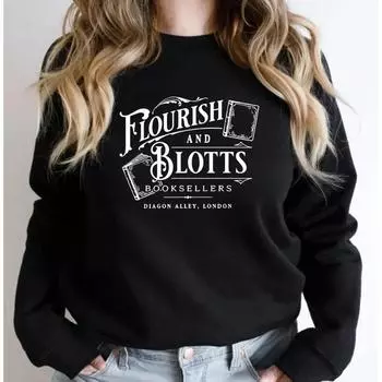 Wizard Book Shop Crewneck Sweatshirt Book Nerd Hoodie Flourish And Blotts Sweatshirts Magic School Sweater Bookish Pullovers Top S серый