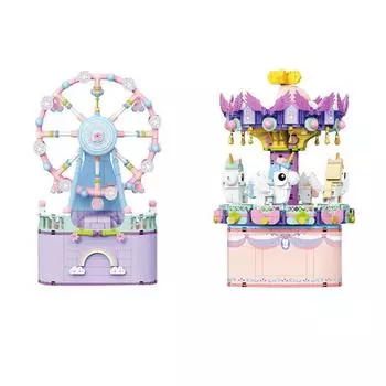 Wl Micro Particle Educational Building Blocks: Amusement Park Carousel Series