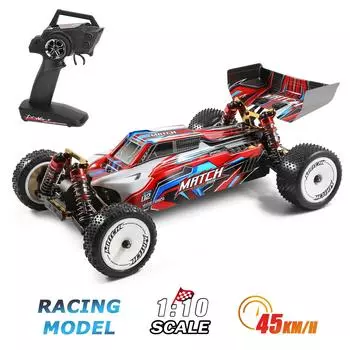 Wltoys XKS 104001 Радиоуправляемая машина 45 км/ч Высокоскоростной гоночный автомобиль 1/10 2,4 ГГц Радиоуправляемый багги 4WD Racing Off-Road 1 battery красный